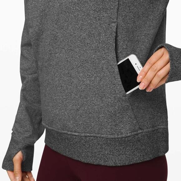 Lululemon Scuba Hoodie Pullover Sweatshirt Womens Size 8 Gray Pockets Logo Cozy - Picture 3 of 11